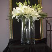 Banquet centerpieces, Awards dinner flowers, Flowers, White lilies
